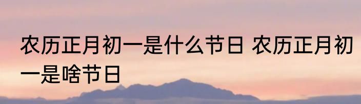 农历正月初一是什么节日 农历正月初一是啥节日