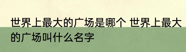 世界上最大的广场是哪个 世界上最大的广场叫什么名字