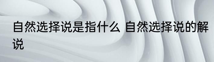 自然选择说是指什么 自然选择说的解说