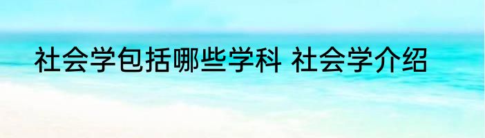 社会学包括哪些学科 社会学介绍