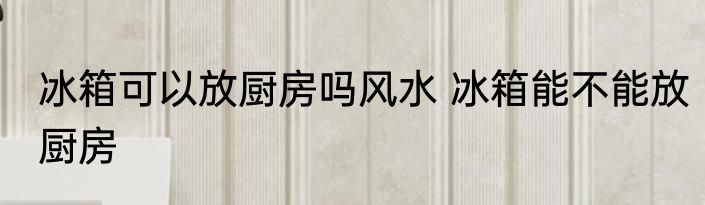 冰箱可以放厨房吗风水 冰箱能不能放厨房