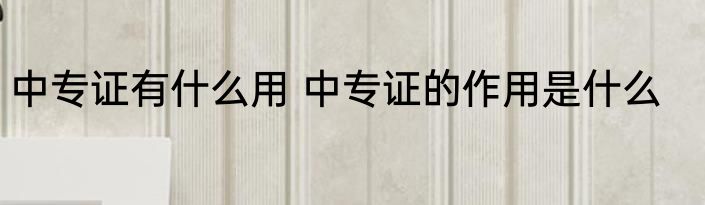 中专证有什么用 中专证的作用是什么
