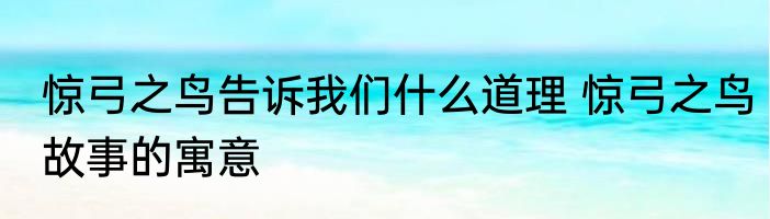 惊弓之鸟告诉我们什么道理 惊弓之鸟故事的寓意