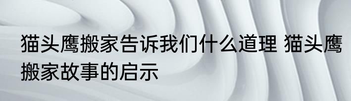 猫头鹰搬家告诉我们什么道理 猫头鹰搬家故事的启示