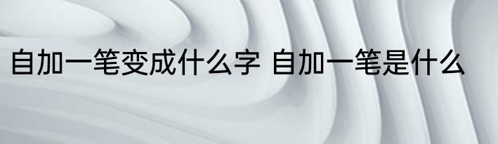 自加一笔变成什么字 自加一笔是什么
