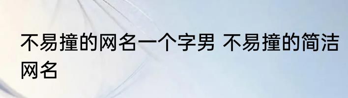 不易撞的网名一个字男 不易撞的简洁网名