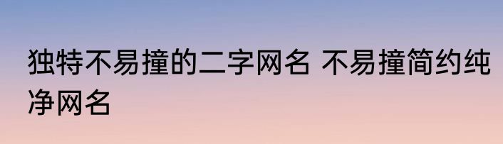 独特不易撞的二字网名 不易撞简约纯净网名