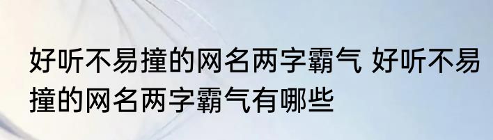 好听不易撞的网名两字霸气 好听不易撞的网名两字霸气有哪些