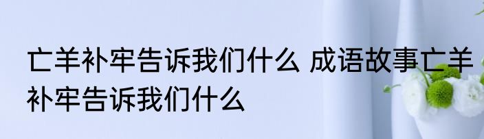 亡羊补牢告诉我们什么 成语故事亡羊补牢告诉我们什么