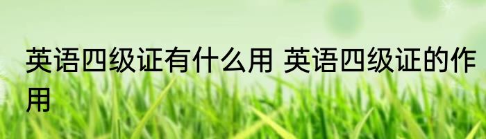 英语四级证有什么用 英语四级证的作用