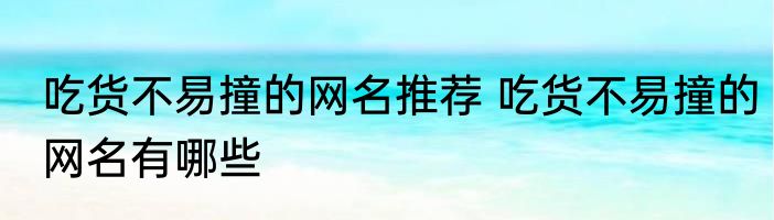 吃货不易撞的网名推荐 吃货不易撞的网名有哪些