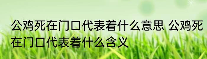 公鸡死在门口代表着什么意思 公鸡死在门口代表着什么含义