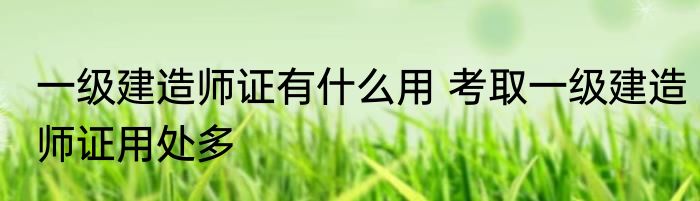 一级建造师证有什么用 考取一级建造师证用处多