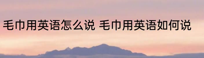 毛巾用英语怎么说 毛巾用英语如何说