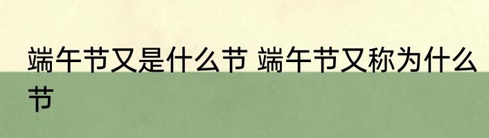 端午节又是什么节 端午节又称为什么节