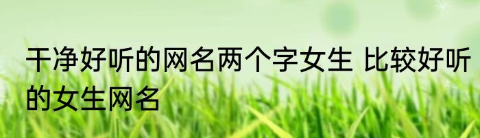 干净好听的网名两个字女生 比较好听的女生网名