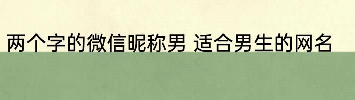 两个字的微信昵称男 适合男生的网名