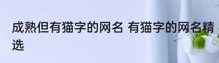 成熟但有猫字的网名 有猫字的网名精选