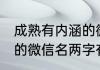 成熟有内涵的微信名两字 成熟有内涵的微信名两字有哪些