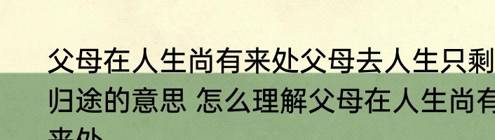 父母在人生尚有来处父母去人生只剩归途的意思 怎么理解父母在人生尚有来处