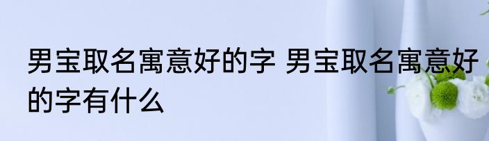 男宝取名寓意好的字 男宝取名寓意好的字有什么