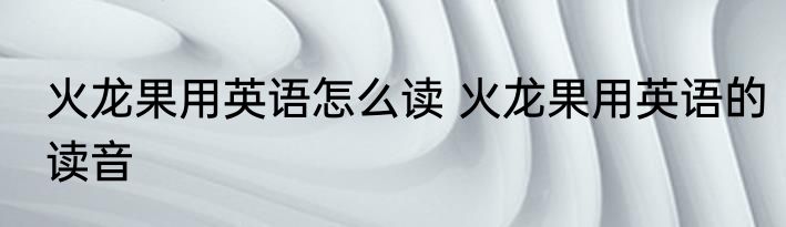 火龙果用英语怎么读 火龙果用英语的读音