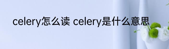celery怎么读 celery是什么意思