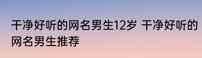 干净好听的网名男生12岁 干净好听的网名男生推荐