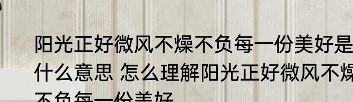 阳光正好微风不燥不负每一份美好是什么意思 怎么理解阳光正好微风不燥不负每一份美好