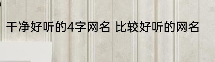 干净好听的4字网名 比较好听的网名