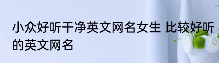 小众好听干净英文网名女生 比较好听的英文网名