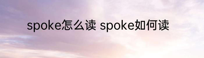spoke怎么读 spoke如何读