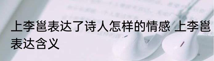 上李邕表达了诗人怎样的情感 上李邕表达含义