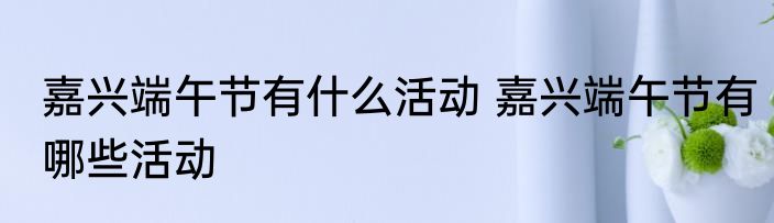 嘉兴端午节有什么活动 嘉兴端午节有哪些活动