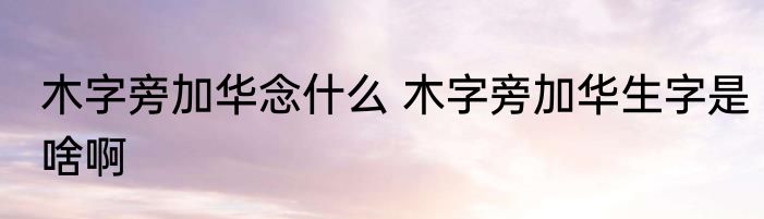 木字旁加华念什么 木字旁加华生字是啥啊