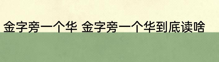 金字旁一个华 金字旁一个华到底读啥