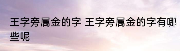 王字旁属金的字 王字旁属金的字有哪些呢