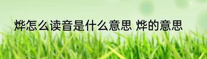 烨怎么读音是什么意思 烨的意思