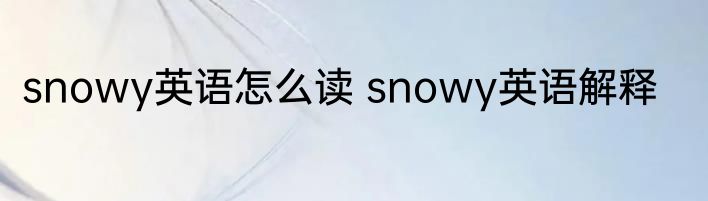 snowy英语怎么读 snowy英语解释
