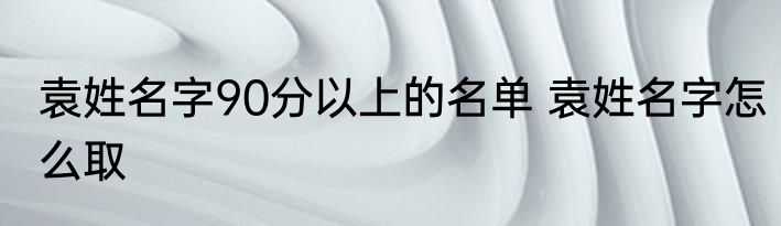 袁姓名字90分以上的名单 袁姓名字怎么取