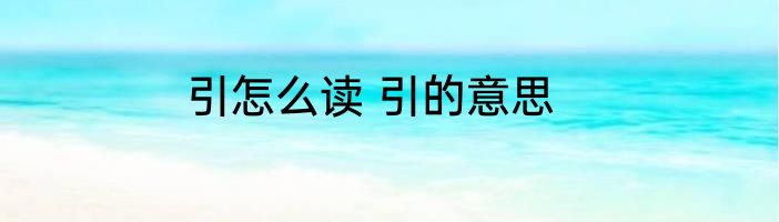 引怎么读 引的意思