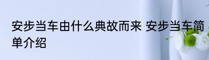 安步当车由什么典故而来 安步当车简单介绍