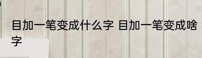 目加一笔变成什么字 目加一笔变成啥字
