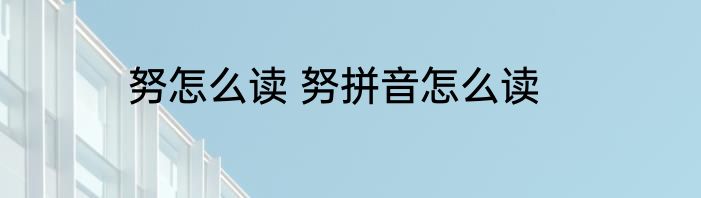 努怎么读 努拼音怎么读