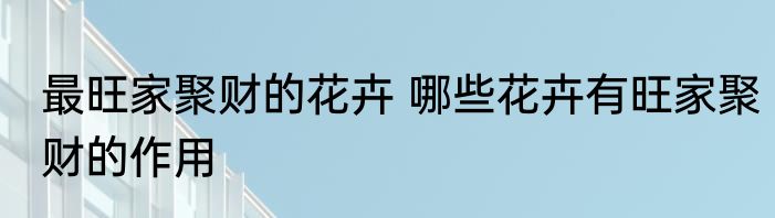 最旺家聚财的花卉 哪些花卉有旺家聚财的作用
