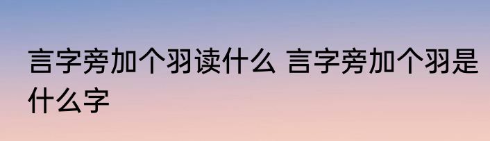 言字旁加个羽读什么 言字旁加个羽是什么字