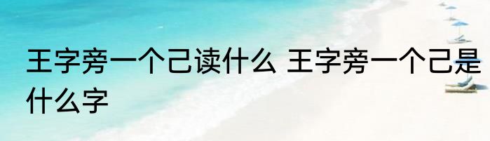王字旁一个己读什么 王字旁一个己是什么字