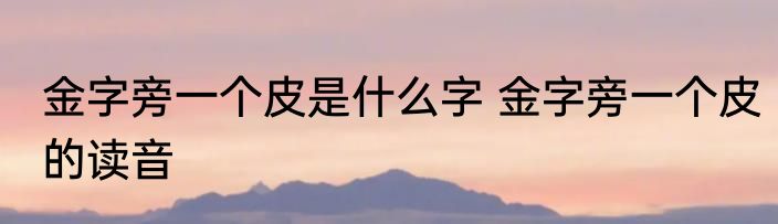 金字旁一个皮是什么字 金字旁一个皮的读音