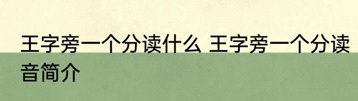 王字旁一个分读什么 王字旁一个分读音简介