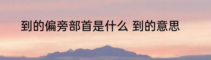 到的偏旁部首是什么 到的意思